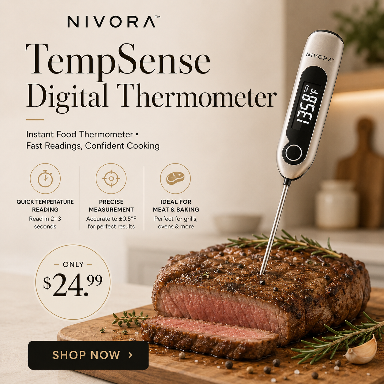 NIVORA™ TempSense Instant Digital Kitchen Thermometer