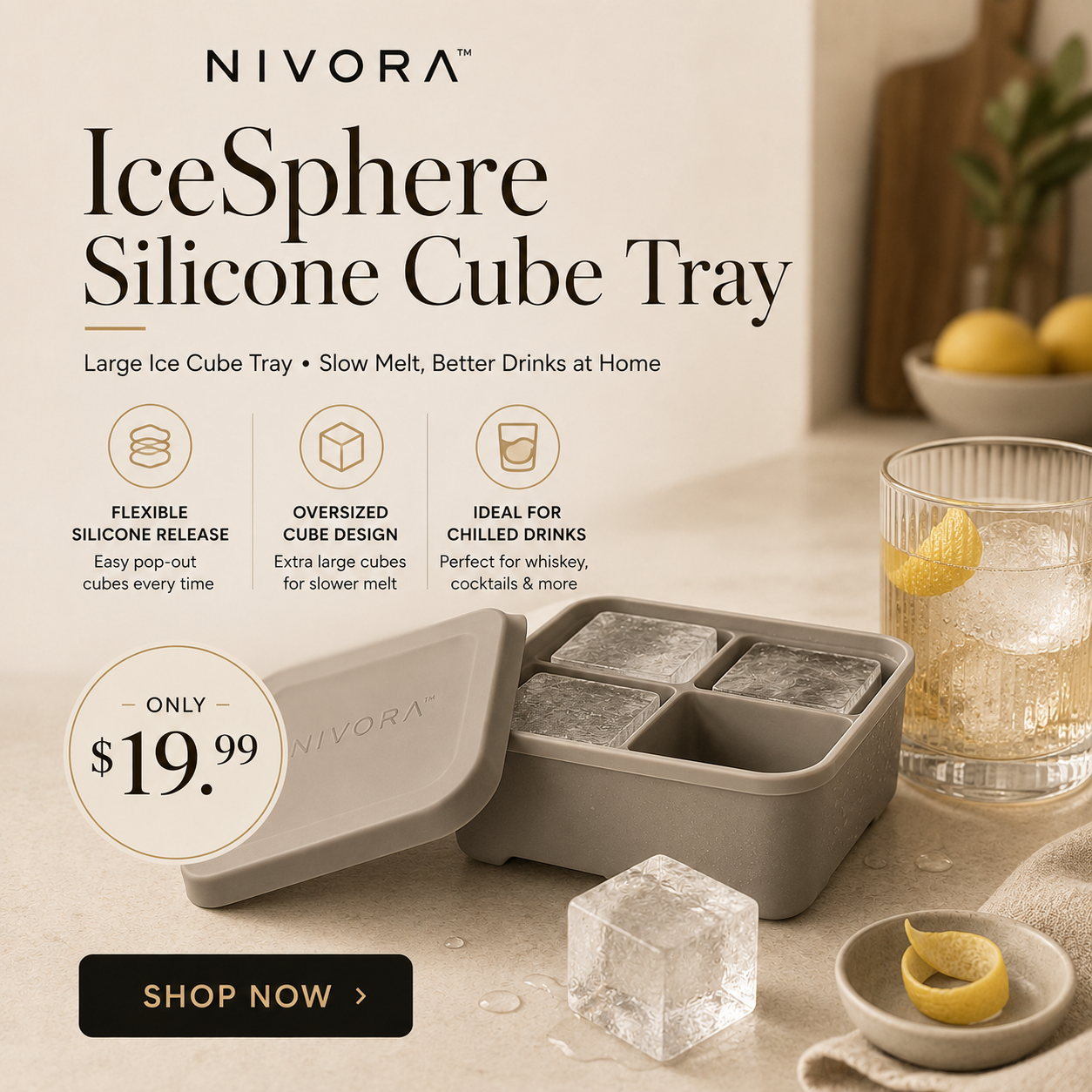 NIVORA™ IceSphere Large Silicone Cube Tray